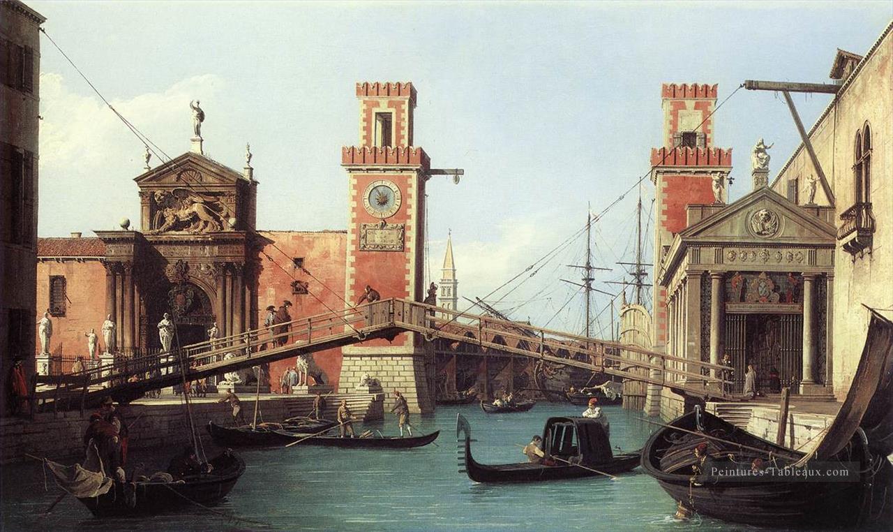 Vue de l’entrée de l’Arsenal Canaletto Peintures à l'huile